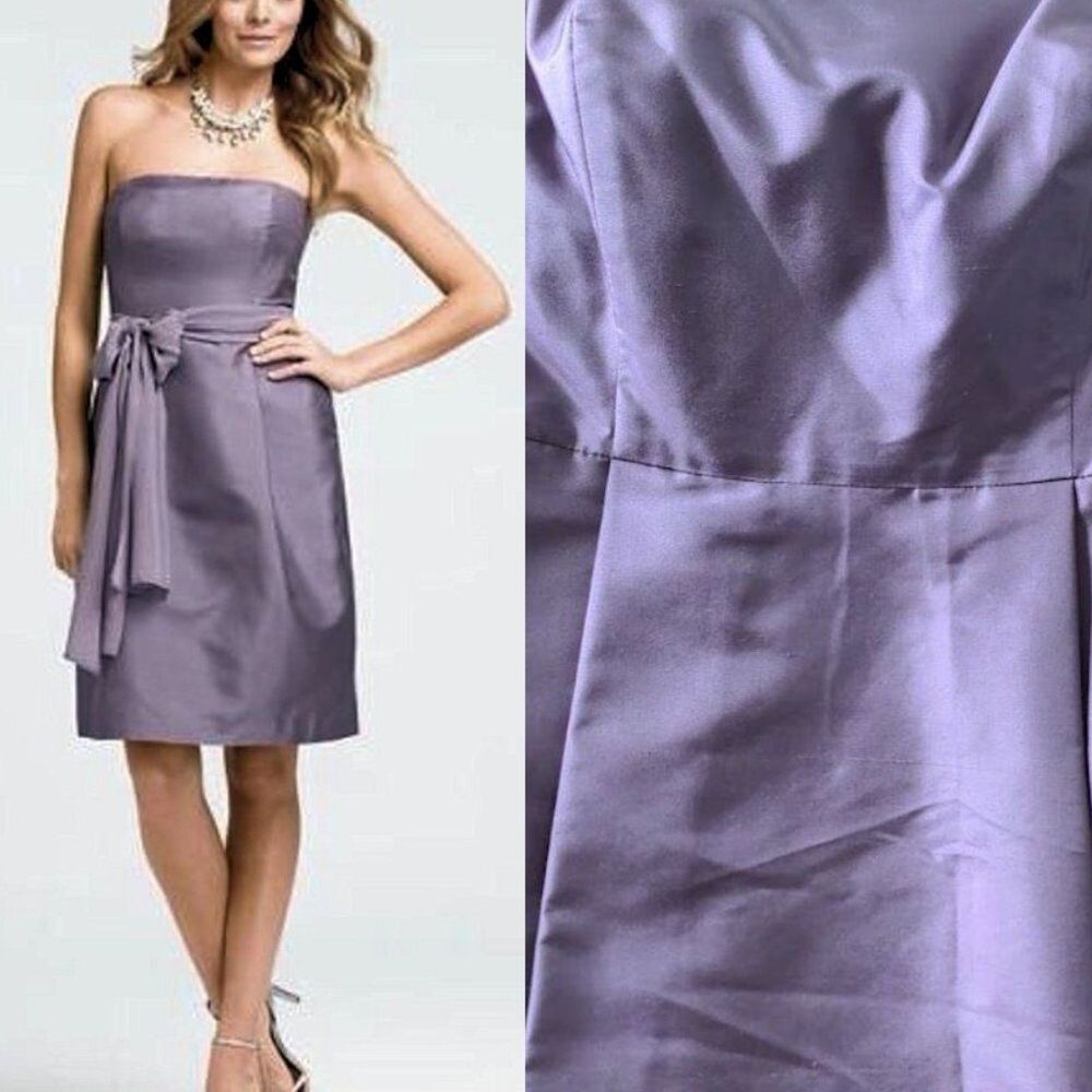 NWT Ann Taylor Formal Dress Purple Dupioni Silk Strapless Bridesmaid Size 0